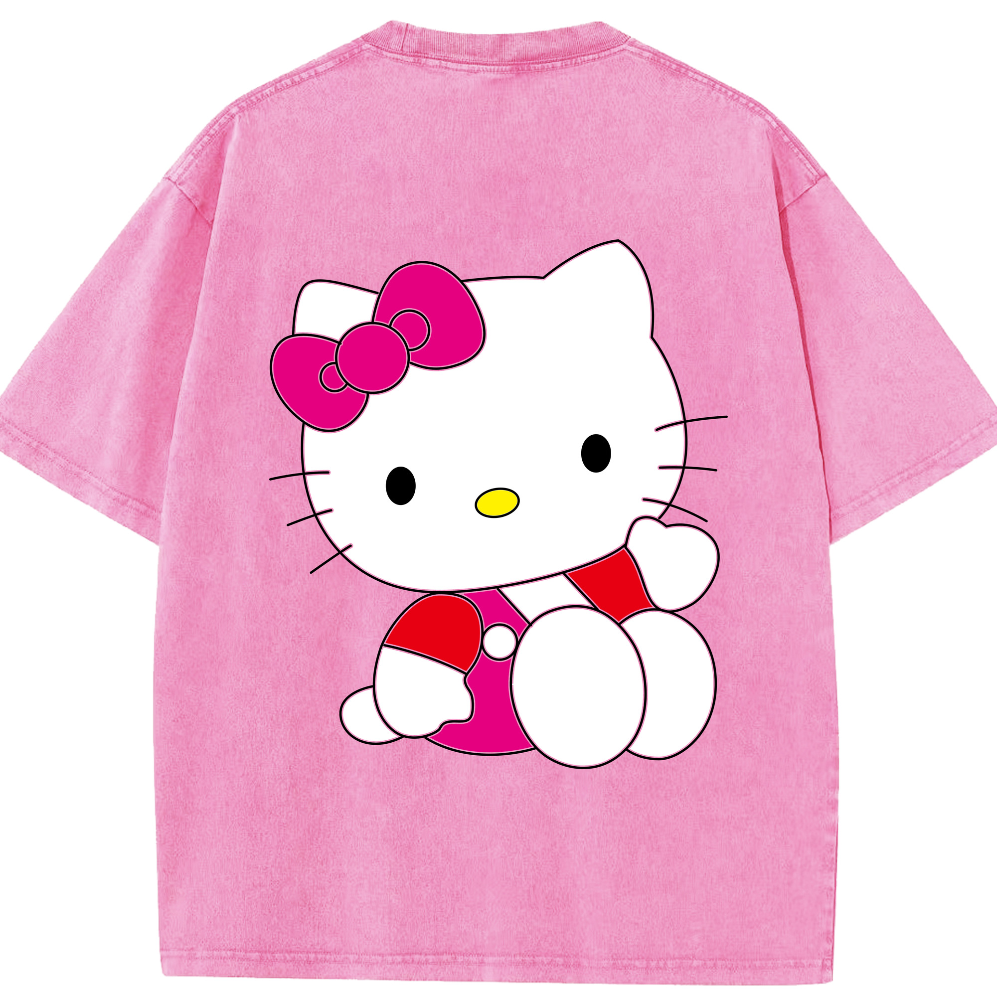（画像用） Hello Kitty ハローキティ 綿100% ヴィンテージ風 半袖Tシャツ（背面プリント）